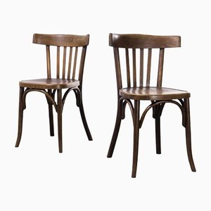 Bentwood Dining Chairs with Patterned Seat from Fischel, 1940s, Set of 2