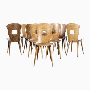 French Baumann Light Oak Gentiane Dining Chairs, 1950s, Set of 12