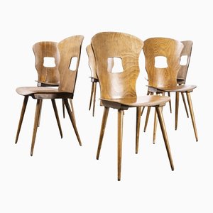 French Baumann Light Oak Gentiane Dining Chairs, 1950s, Set of 6