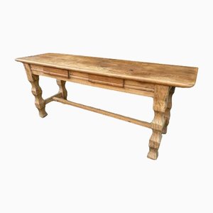 Antique French Breton Oak Hall Refectory Serving Table, 1820s