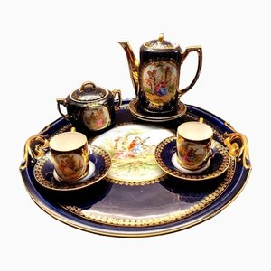 Cobalt Blue Porcelain Coffee Service from Royal Vienna Cabaret, Set of 9
