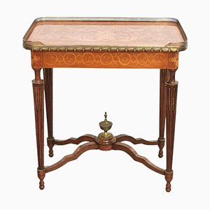 French Louis XVI Style Marquetry Inlaid Side Table in Kingwood