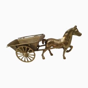 Vintage Horse and Cart Figure in Brass, 1950