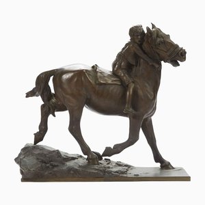 Bronze Berndorf Boy on Horseback Sculpture