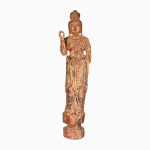 Divinidad china en madera esculpida, principios del siglo XIX