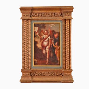 Artista italiano, Tobia e l'angelo, XVIII secolo, olio su tela, Incorniciato