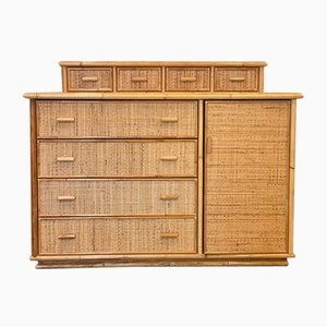 Credenza in bambù e vimini, anni '70