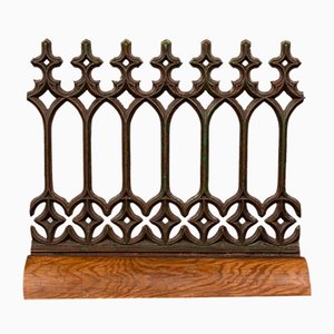 Antique Architectural Gothic Cast Iron Panel on Stand, 1880s