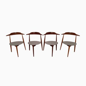 Mid-Century Danish Three-Legged Chair in the Style of Hans J. Wegner, 1960s, Set of 4