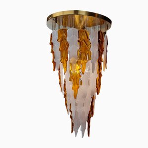 Lámpara de araña italiana de cristal de Murano de Albani Poli, años 70