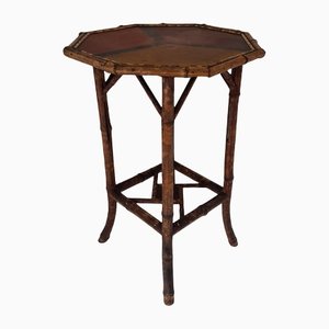 19th Century Victorian Painted Tiger Bamboo Side Table