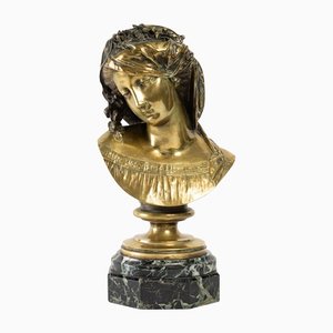 Albert-Ernest Carrier de Belleuse, Gilt Bronze Bust of Woman, Late 19th Century, Sculpture from Goldscheider