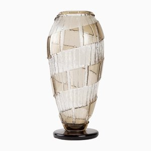 Art Deco Smoked Glass Vase by Charles Schneider
