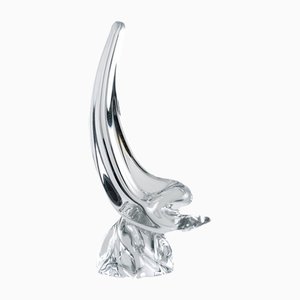 Dolphin Sculpture in Crystal Glass from Daum France, 1960s