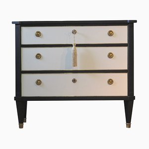 Vintage Gustavian Chest in White and Black Style