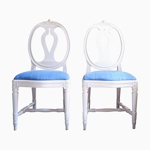 Gustavian Rose Carved Chairs with Single Carved Rose Details, Set of 2
