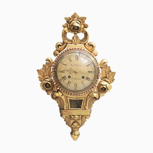 Gustavian Wall Clock in Brass, 1900s