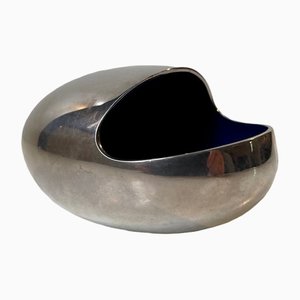 Smile Ashtray in Silverplate and Blue Enamel from Carl Cohr, 1950s