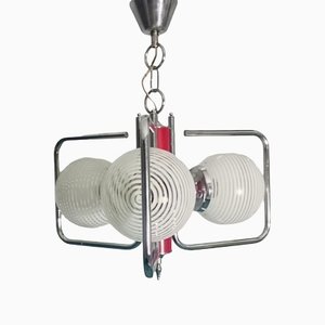 Lampada da soffitto Funky con stelo in metallo laccato rosso