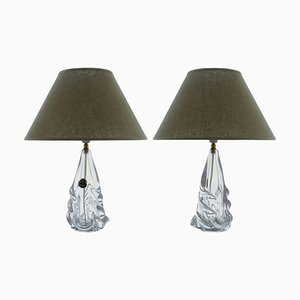 Mid-Century Crystal Table Lamps from Cristal de France, Set of 2