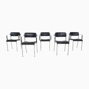 Chrome and Leather Dining Chairs by Aryform, Sweden, 1970s, Set of 5