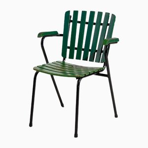 Green Metal & Wood Garden Armchair