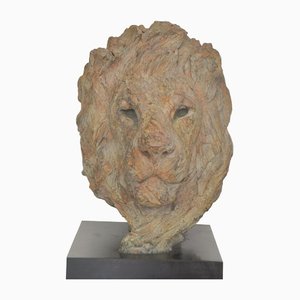 Isabelle Carabates, testa di leone, fine XX o inizio XXI secolo, scultura in bronzo
