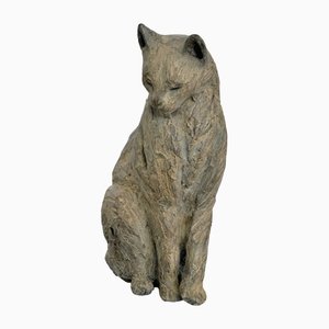 Isabelle Carabantes, Cat Grooming Itself, fine XX o inizio XXI secolo, scultura in bronzo
