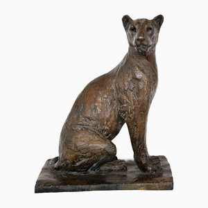 Isabelle Carabantes, Sitting Lioness, Late 20th or Early 21st Century, Bronze Sculpture