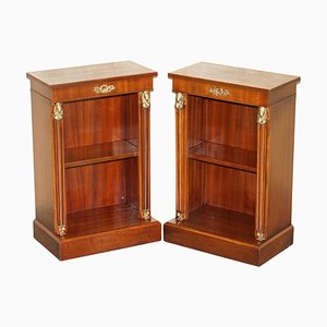 Vintage Egyptian Revival Dwarf Open Bookcases with Brass Fittings by Charles & Ray Eames, Set of 2