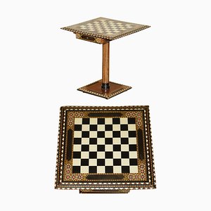 Antiker anglo-indischer Schachbrett Spieltisch, 1920er