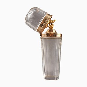 18th Century Gold & Cut Crystal Perfume Flask