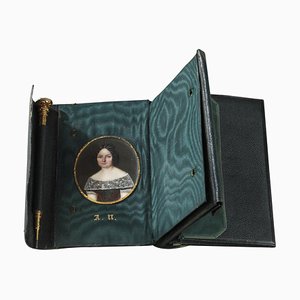 Leather Case with Miniature Signed by Berny Douvillé