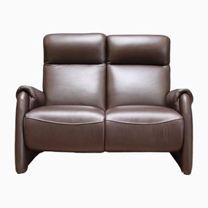 2-Seater Brown Leather Sofa