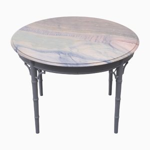 Chinese Chippendale Marble Top Dining Table, 1970s