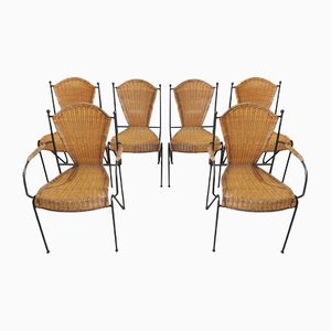 Mid-Century Chairs in Canne Style, Set of 6