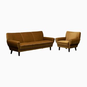 Dänisches 3-Sitzer Sofa und Stuhl, 2er Set