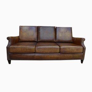Vintage 3 -Seater Studded Leather Sofa