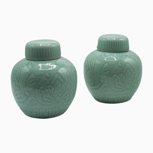 Antique Chinese Decorative Spice Jars, Set of 2