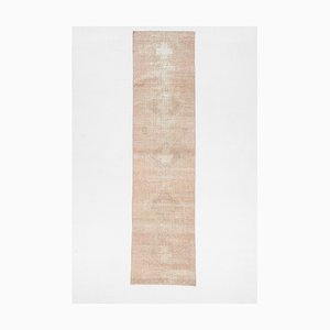 Turkish Runner Rug in Faded Beige and Brown