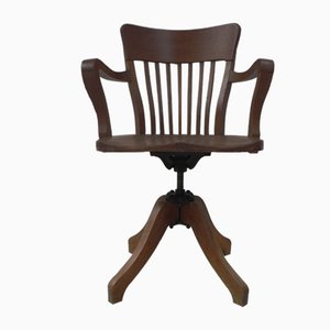 Adjustible Swivel Oak Office Chair