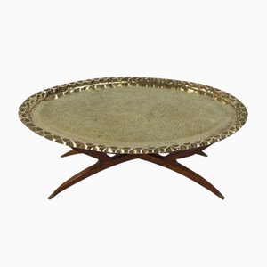 Moroccan Brass Tray Table, 1950s