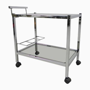 Vintage Serving Trolley With 2 Smoked Glass Trays