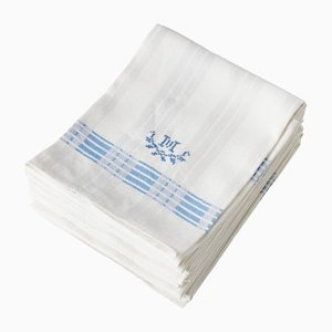 Asciugamani in lino con ricamo, fine XIX secolo, set di 12
