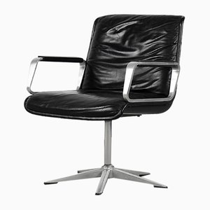 Vintage German Modern Black Leather Delta 2000 Office Chair from Wilkhahn, 1968