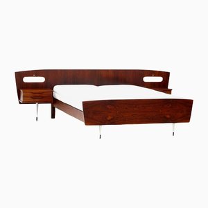 Mid-Century Double Bed with Nightstands & Bedside Lights in Rio Rosewood