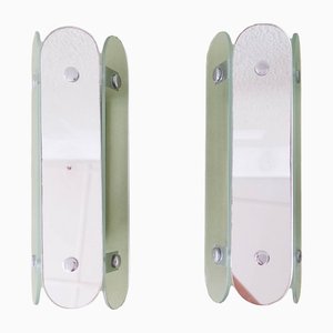 Applique vintage in vetro e specchio in Style of Veca, Italia, anni '70, set di 2