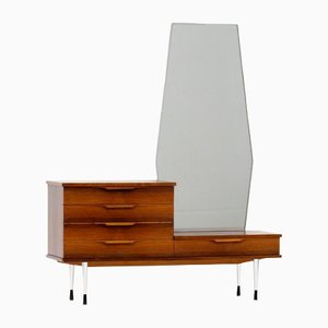 Mid-Century Modern Dressing Table in Rosewood with Mirror and Adjustable Legs