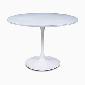 Mid-Century Modern Tulip White Circular Dining Table by Maurice Burke for Arkana, 1960s