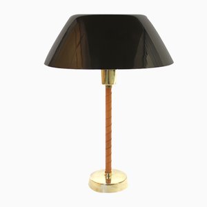 Senator Table Lamp in Brass and Leather by Lisa Johansson-Pape for Orno, 1950s